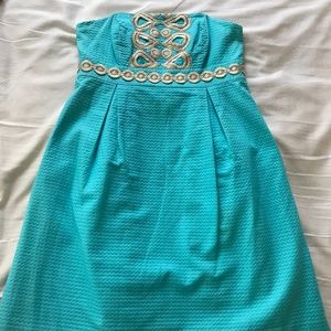 Lilly Pulitzer Strapless Blue Dress - Size 2